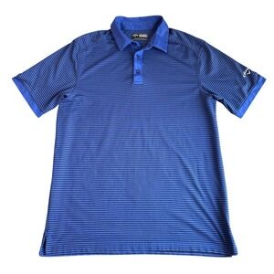 Callaway Opti-Dri Golf Polo Shirt Mens Large Blue Striped‎ Athletic Vented Polo